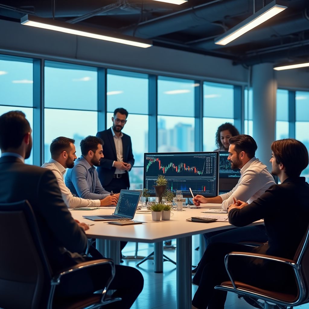 Equipo de trading trabajando